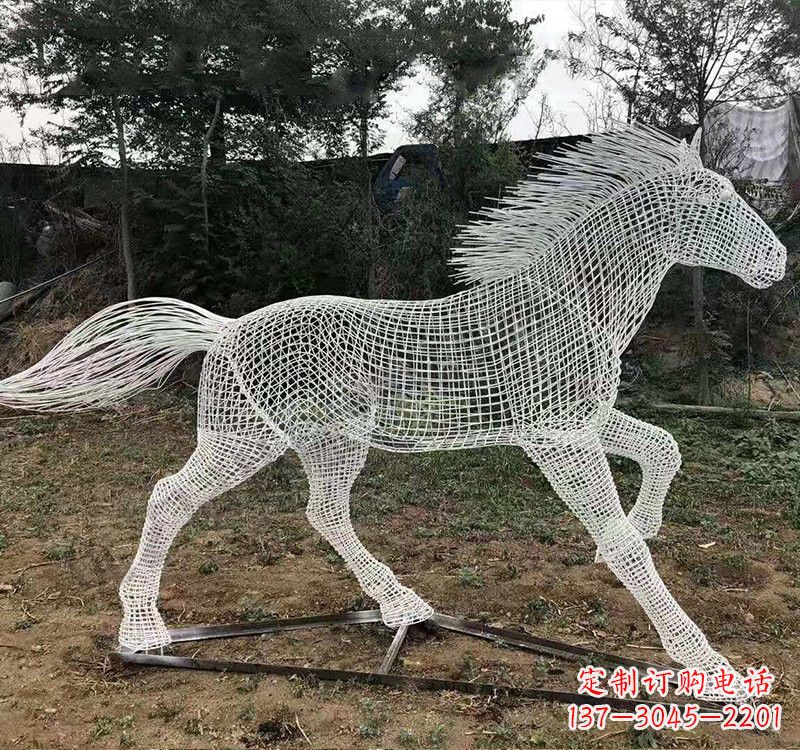 徐州不锈钢公园镂空奔马雕塑