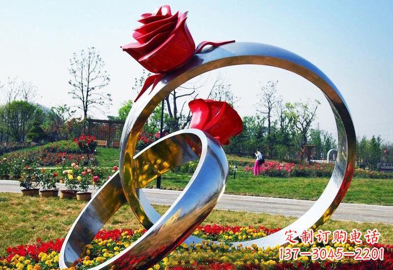 徐州不锈钢公园玫瑰花戒指雕塑