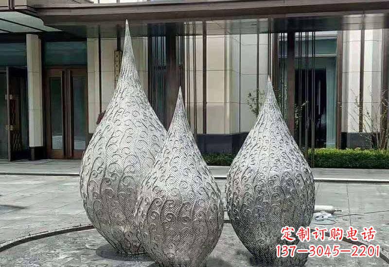 徐州不锈钢公园小区镂空水滴雕塑