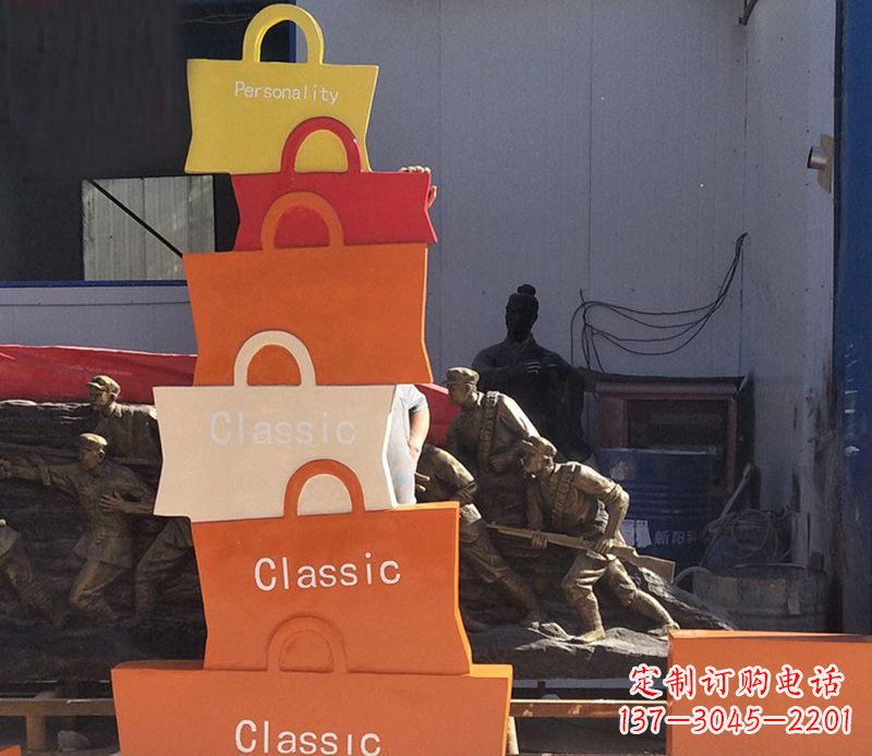 徐州不锈钢购物袋雕塑2