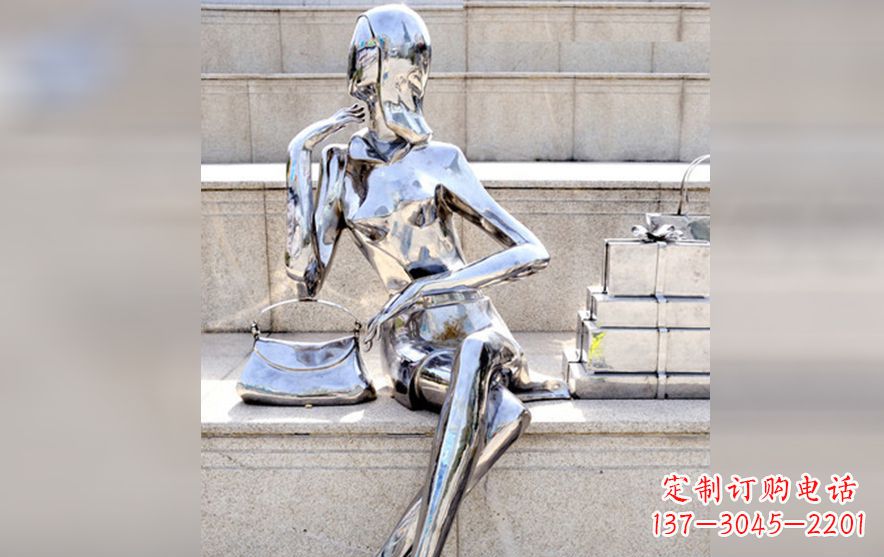 徐州不锈钢购物美女人物雕塑