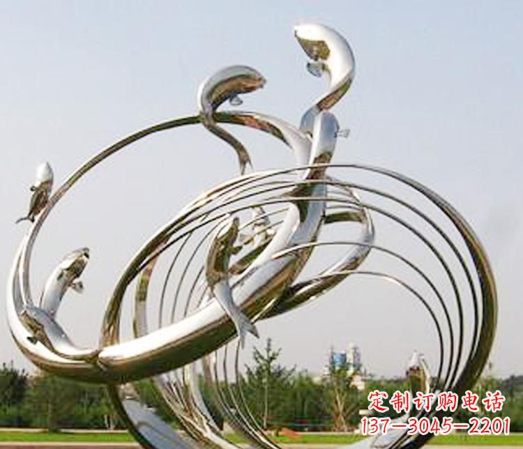 徐州不锈钢海豚雕塑12