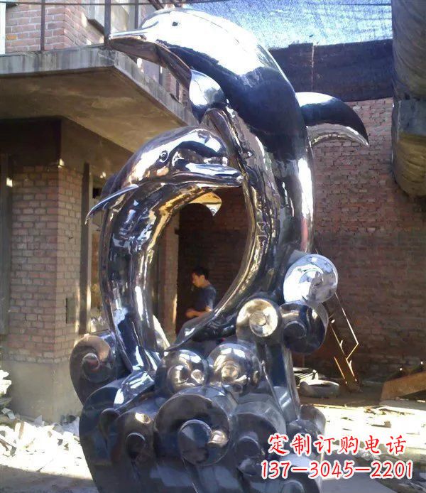 徐州不锈钢海豚动物雕塑 (3)