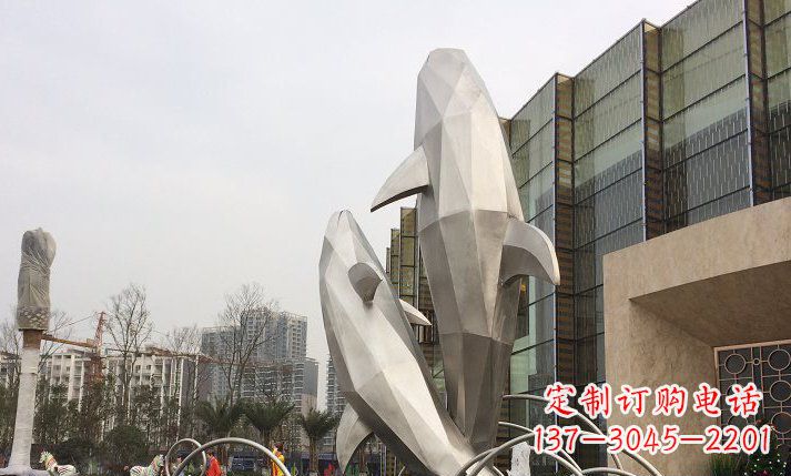 徐州不锈钢海豚喷泉雕塑 (2)