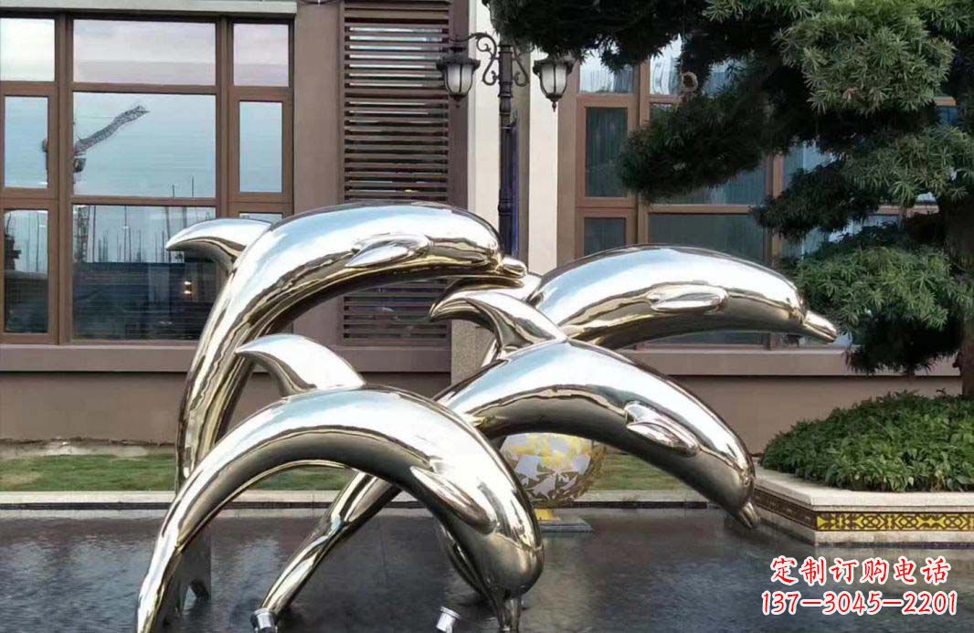 徐州不锈钢海豚跳跃雕塑