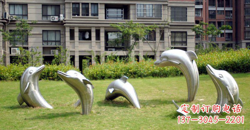 徐州不锈钢海豚小区雕塑 (2)
