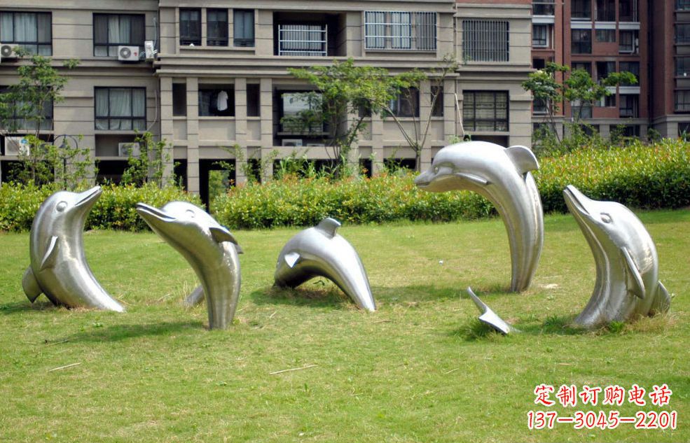 徐州不锈钢海豚小区雕塑