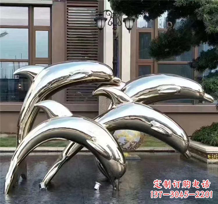 徐州不锈钢海洋动物海豚雕塑