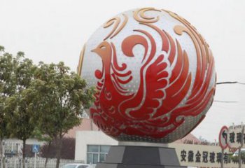 徐州不锈钢凤凰浮雕圆球雕塑精美雕塑把艺术带到生活中