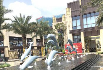 徐州精美海豚喷泉，点缀城市企业街道