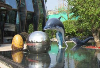 徐州不锈钢海豚景观雕塑创造精美绝伦的企业公园