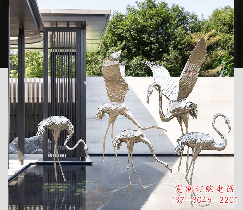 徐州不锈钢火烈鸟展翅雕塑