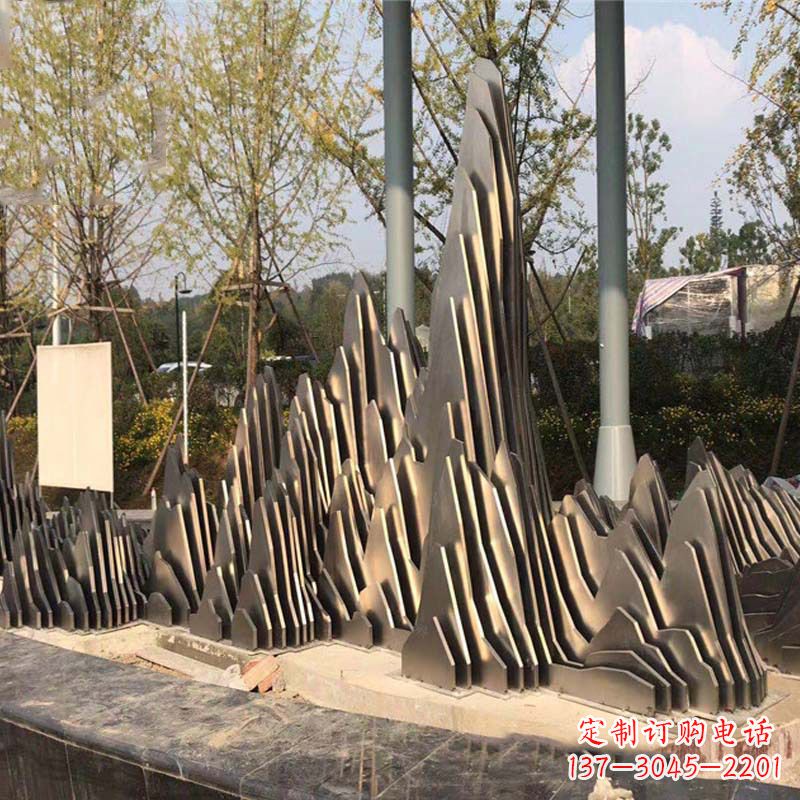 徐州不锈钢假山雕塑-公园园林创意景观雕塑