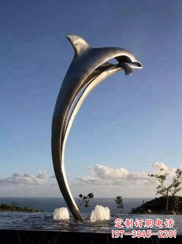 徐州不锈钢景区大型抽象海豚雕塑