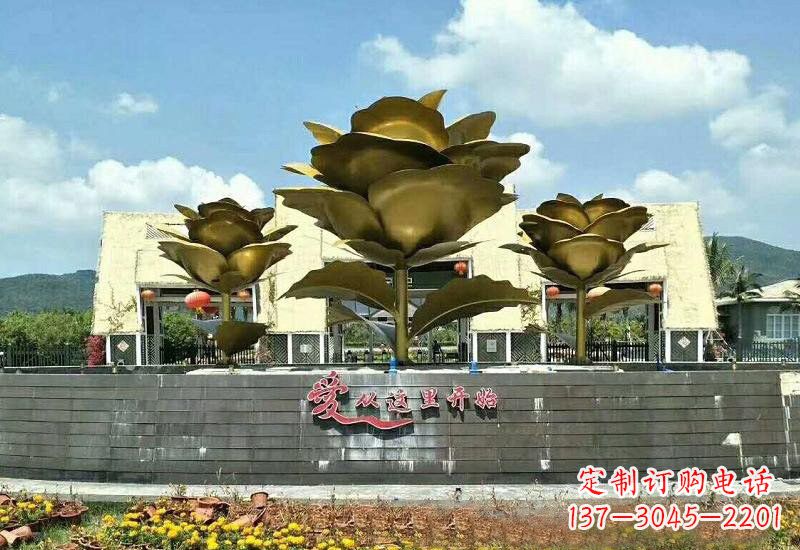 徐州不锈钢景区玫瑰花雕塑