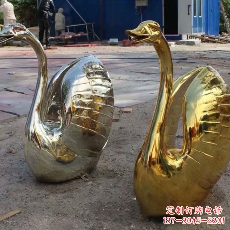 徐州不锈钢镜面抽象天鹅水景喷水动物雕塑