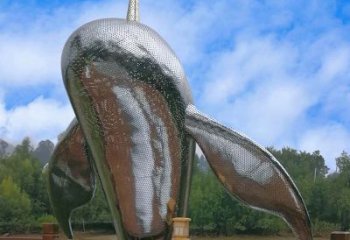 徐州大型海边公园水景动物雕塑——不锈钢鲸鱼