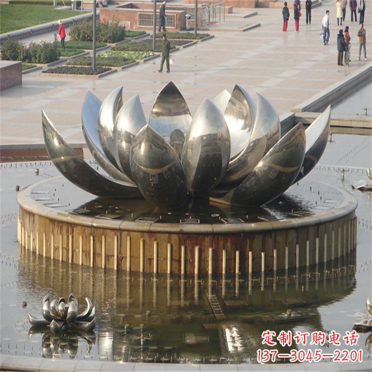 徐州不锈钢莲花荷花喷水喷泉-公园景区水景雕塑