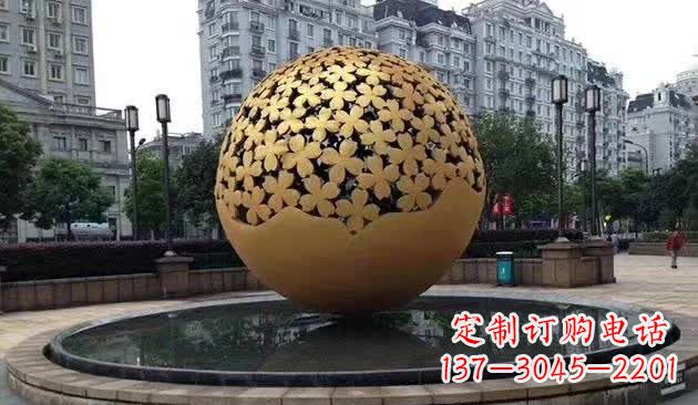 徐州不锈钢镂空球喷泉雕塑