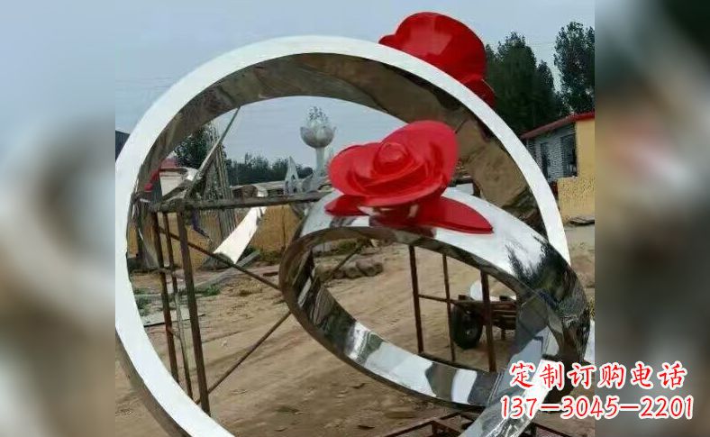 徐州不锈钢玫瑰花戒指景观雕塑