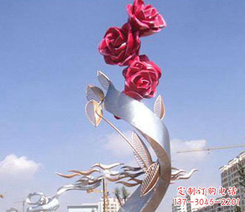 徐州不锈钢玫瑰花植物雕塑