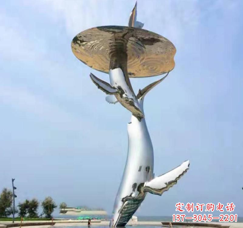 徐州不锈钢抛光海豚雕塑