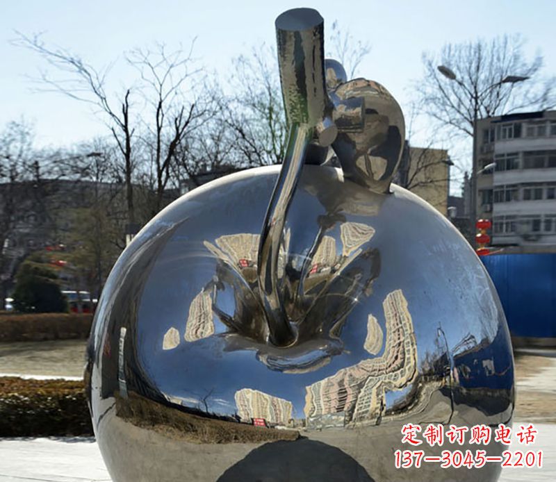徐州不锈钢苹果镜面雕塑精美绝伦