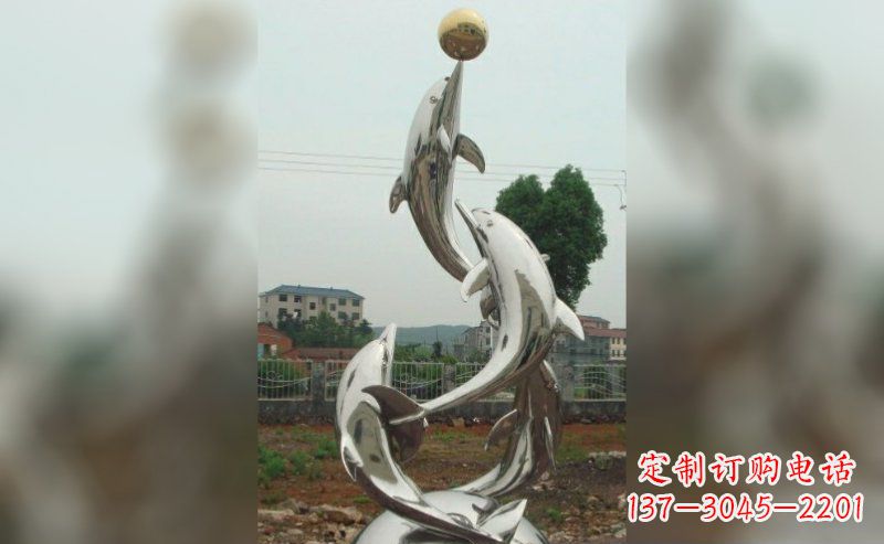 徐州不锈钢三个海豚嬉戏雕塑