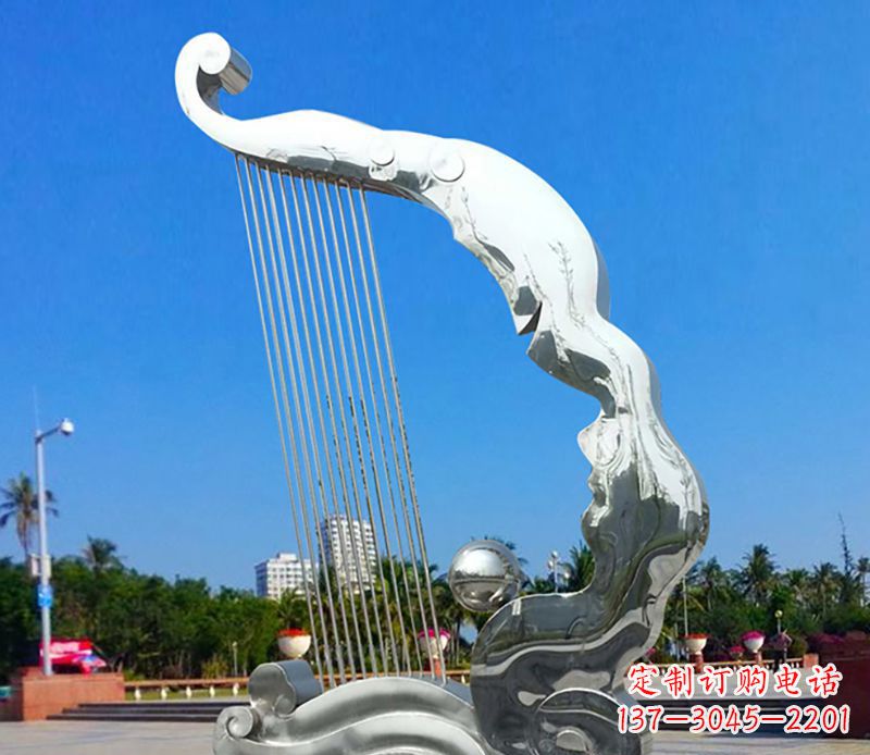 徐州不锈钢竖琴乐器雕塑