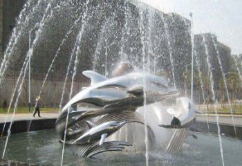 徐州不锈钢商场大型景观鱼喷泉展现雕塑之美