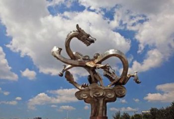 徐州不锈钢双龙戏珠雕塑——千古传说的艺术瑰宝