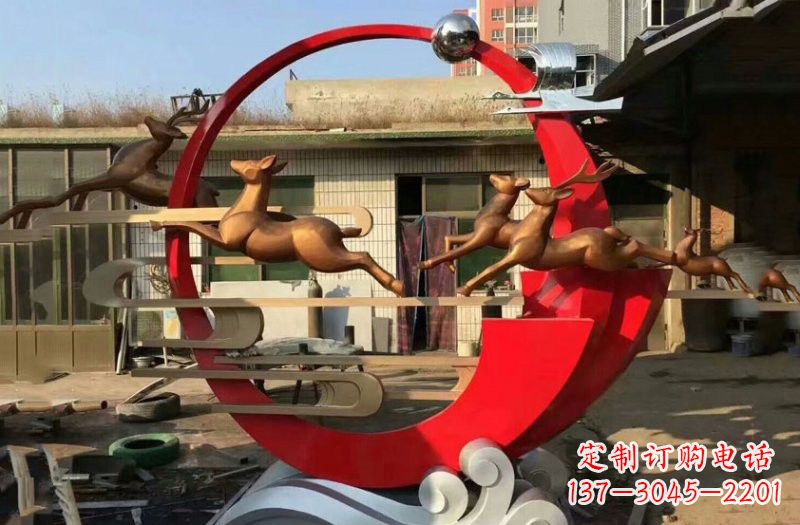 徐州不锈钢制作的梅花鹿雕塑