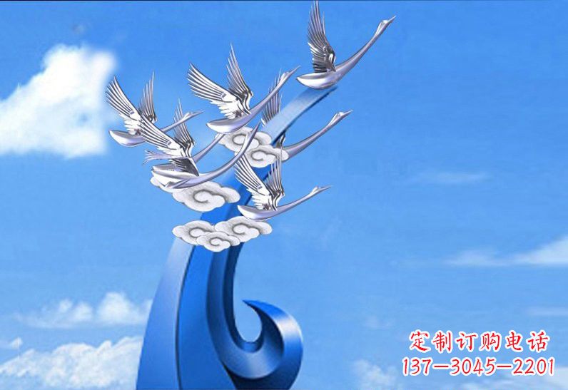 徐州不锈钢祥云仙鹤景观雕塑