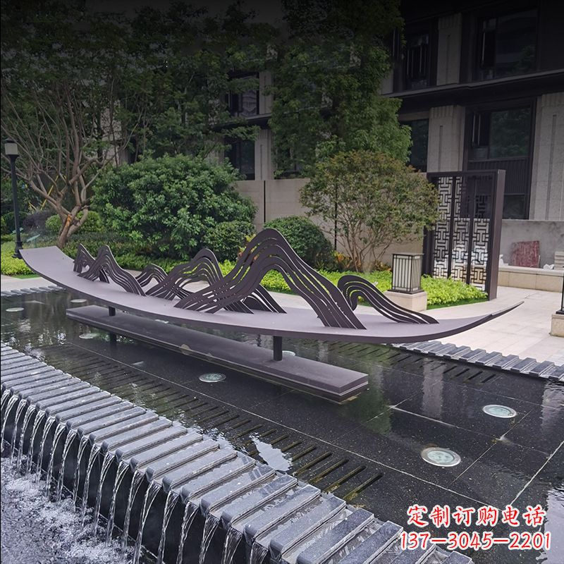 徐州不锈钢小船假山抽象景观