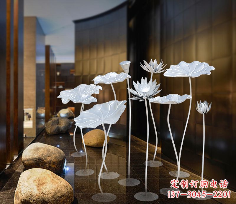 徐州不锈钢银色荷花雕塑