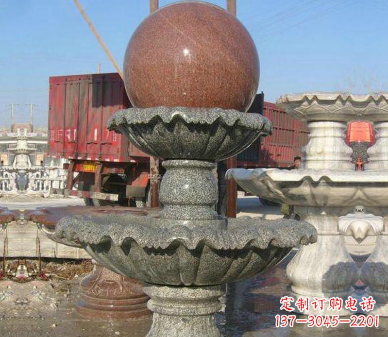 徐州财源滚滚石雕风水球喷泉雕塑 (5)