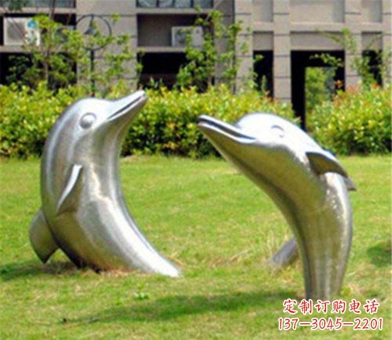 徐州草坪镜面海豚不锈钢雕塑