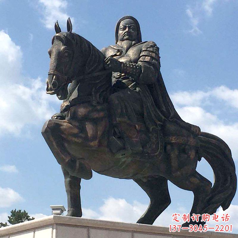徐州成吉思汗骑马雕塑-景区园林历史名人铜雕像