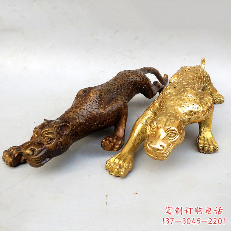 徐州纯铜金钱豹雕塑-动物铜雕摆件
