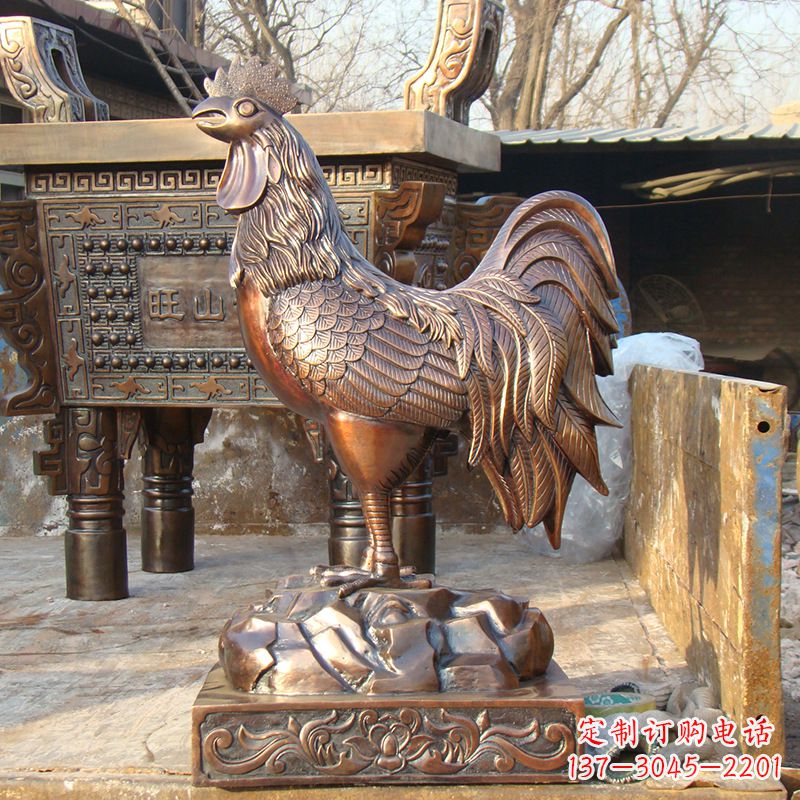 徐州纯铜铸造生肖鸡雕塑摆件