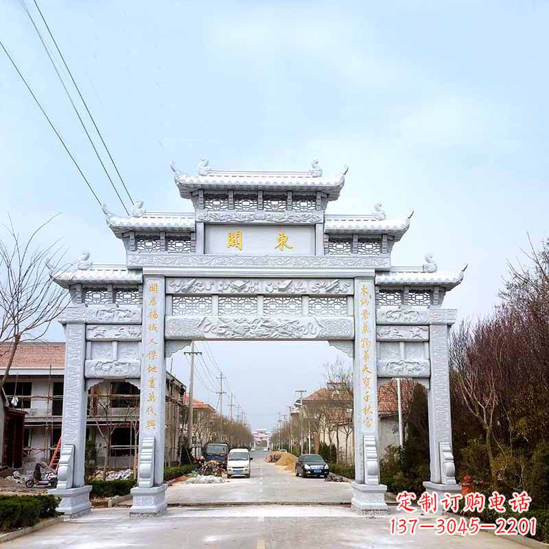 徐州传承古风——村镇三门石牌坊雕塑