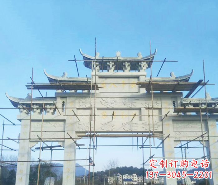 徐州大理石三门牌坊雕塑