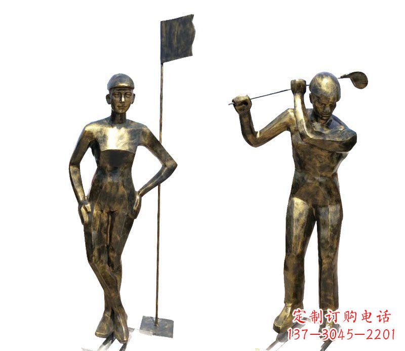 徐州打高尔夫人物广场景观铜雕摆件