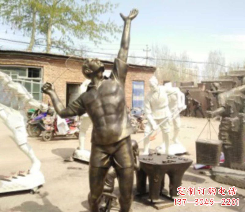 徐州打羽毛球公园人物铜雕