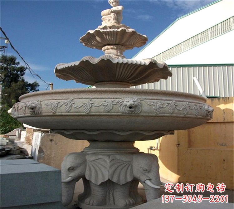 徐州大钵石雕喷水天鹅