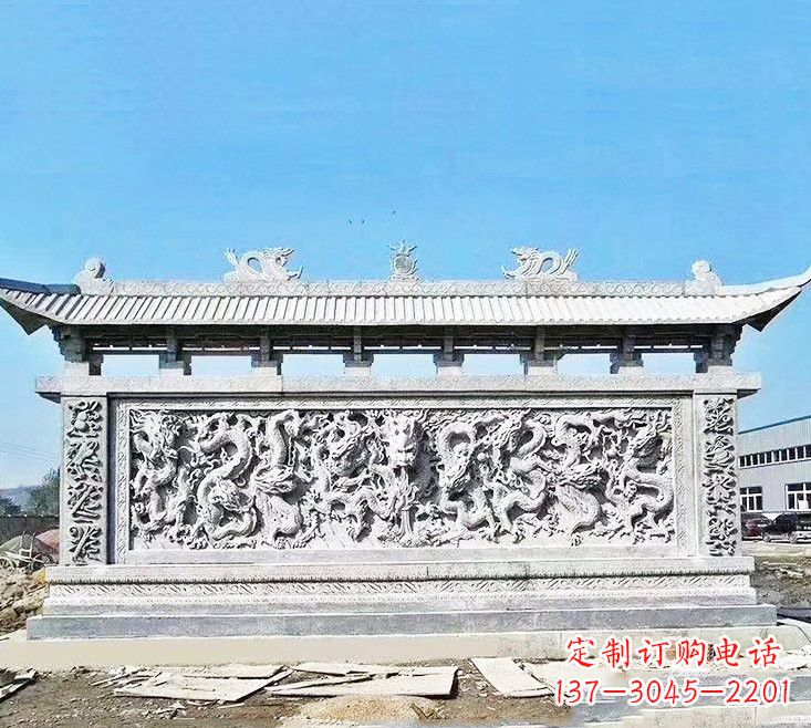 徐州精美大理石九龙壁雕塑