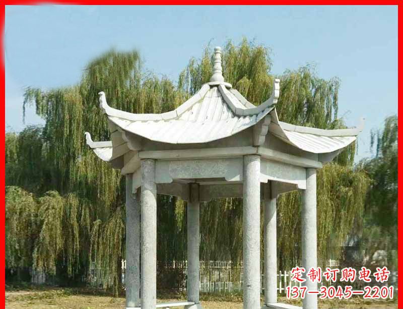 徐州大理石六角凉亭公园石雕 (3)
