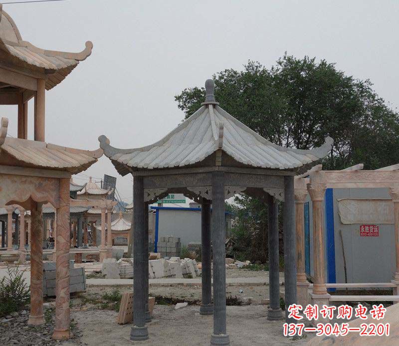 徐州大理石六角凉亭公园石雕 (2)