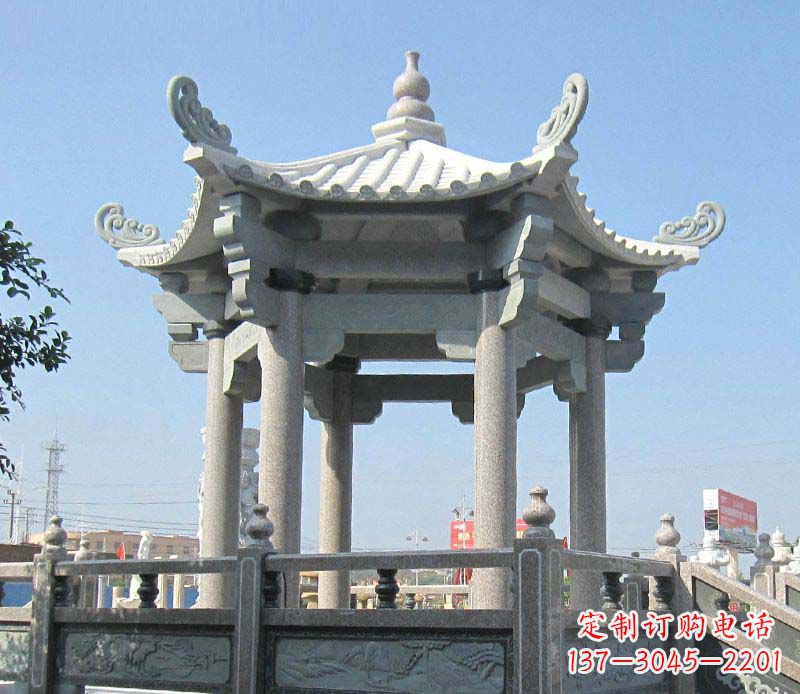 徐州大理石六角凉亭石雕 (2)