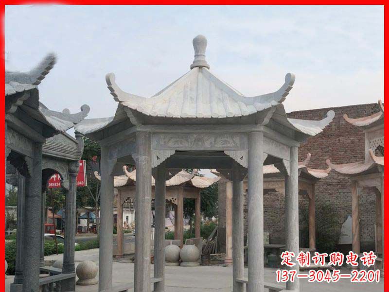 徐州大理石六角凉亭公园石雕
